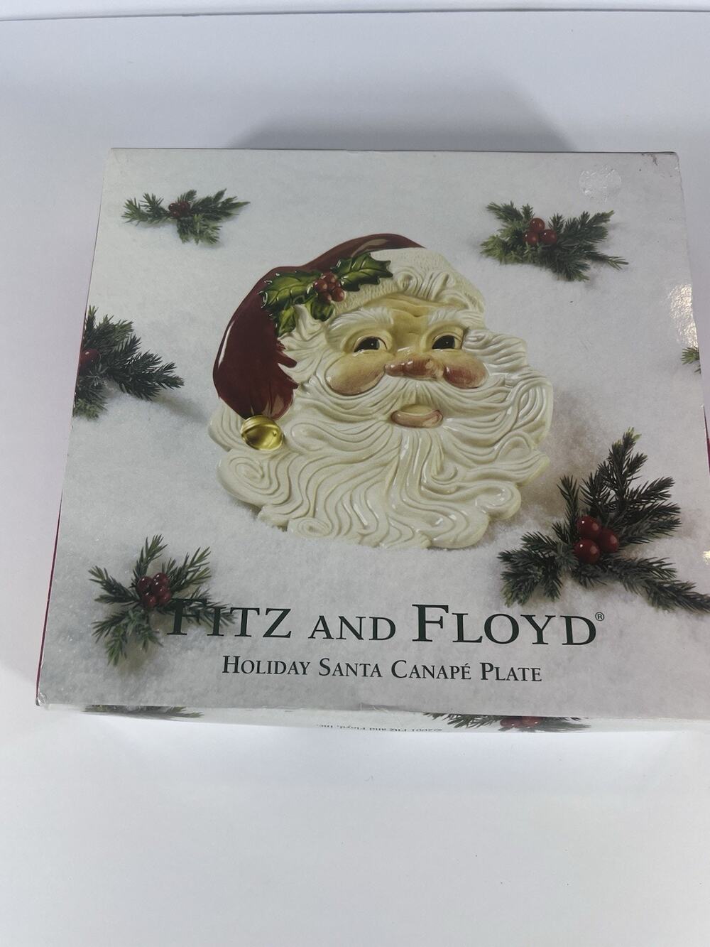 Fitz and Floyd Holiday Santa Canapé Cookies Plate Platter Christmas Box